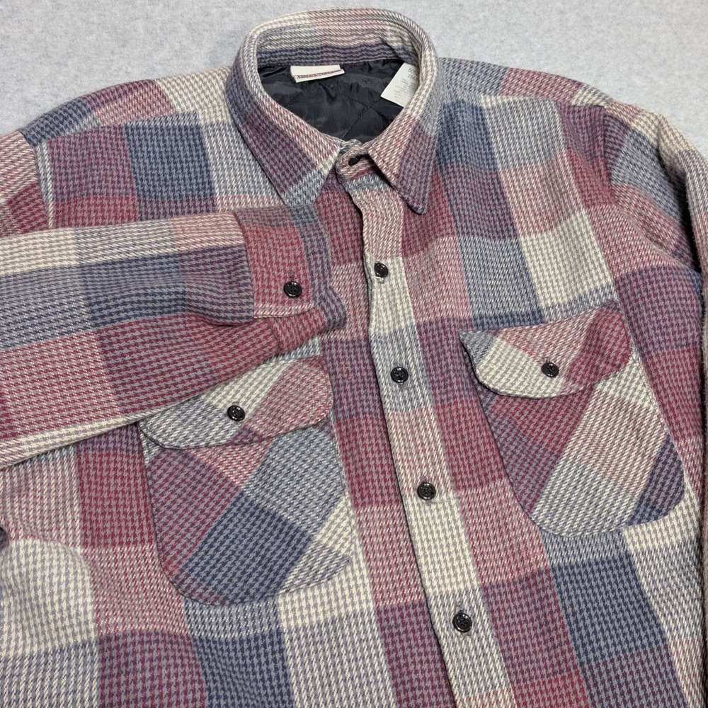 VTG Field & Stream Quilt-Lined Flannel Shacket Mens L/T Plaid Button Up USA Made